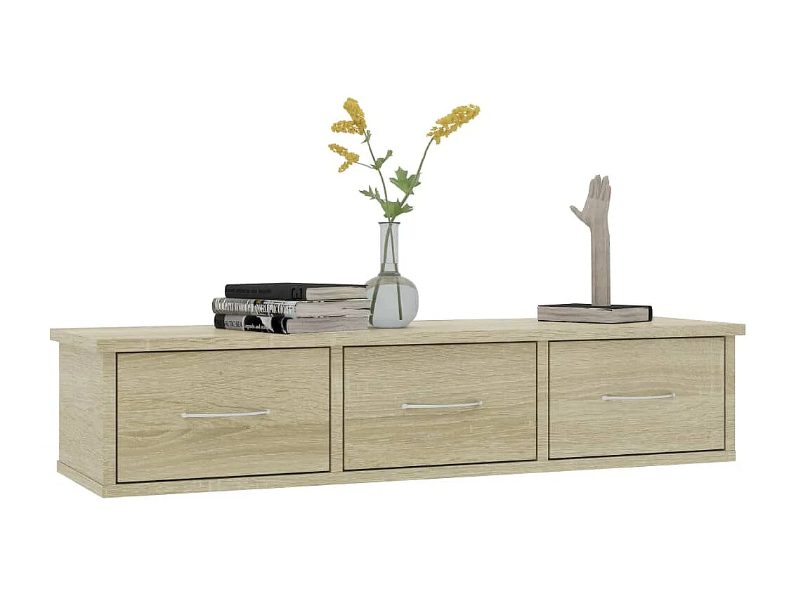 Étagère murale avec tiroirs Chêne sonoma 88x26x18,5cm Aggloméré OFR76210 BonneVie Meuble
