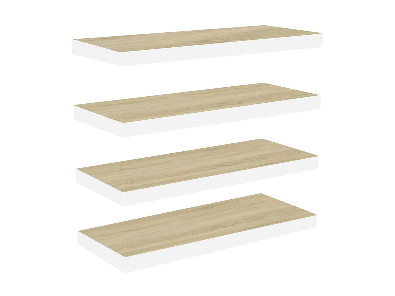 Étagères murales 4 pcs chêne et blanc 60x23,5x3,8 cm MDF OFR49307 BonneVie Meuble