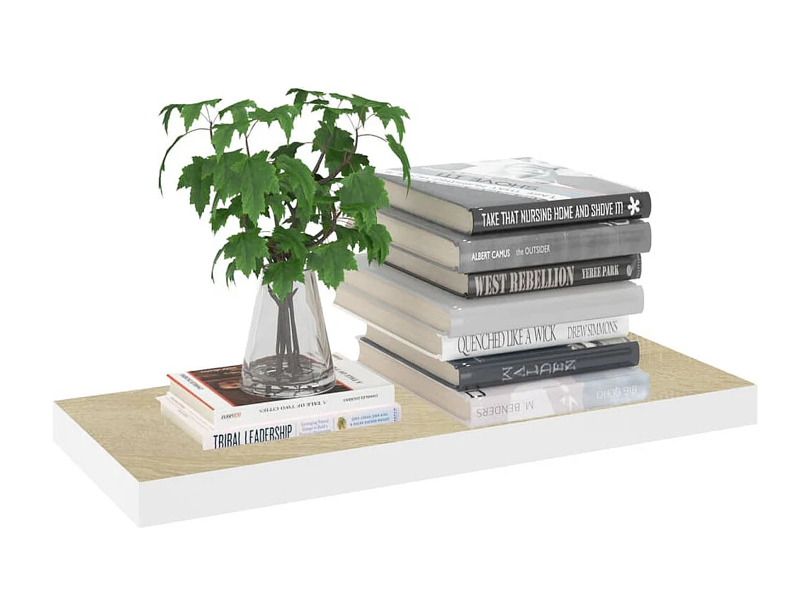 Étagères murales 4 pcs chêne et blanc 60x23,5x3,8 cm MDF OFR49307 BonneVie Meuble