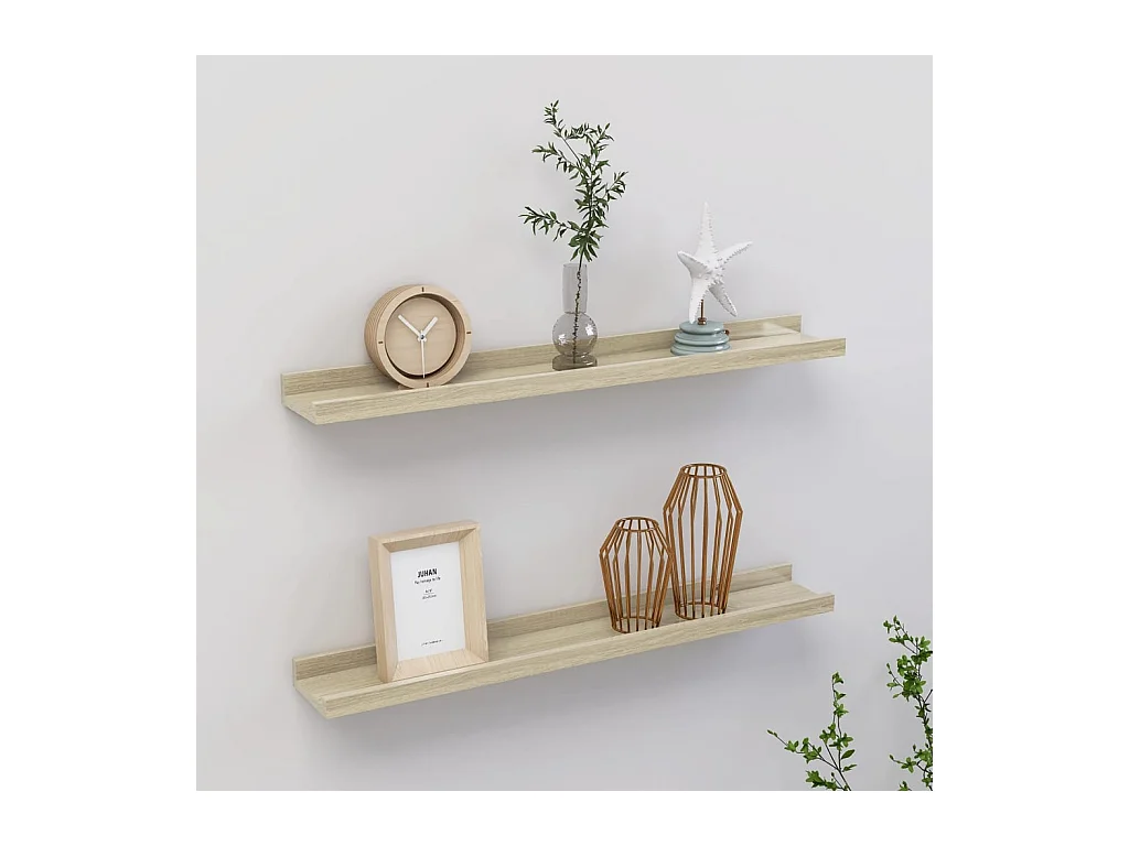 Étagères murales 2 pcs chêne sonoma 60x9x3 cm OFR38151 BonneVie Meuble