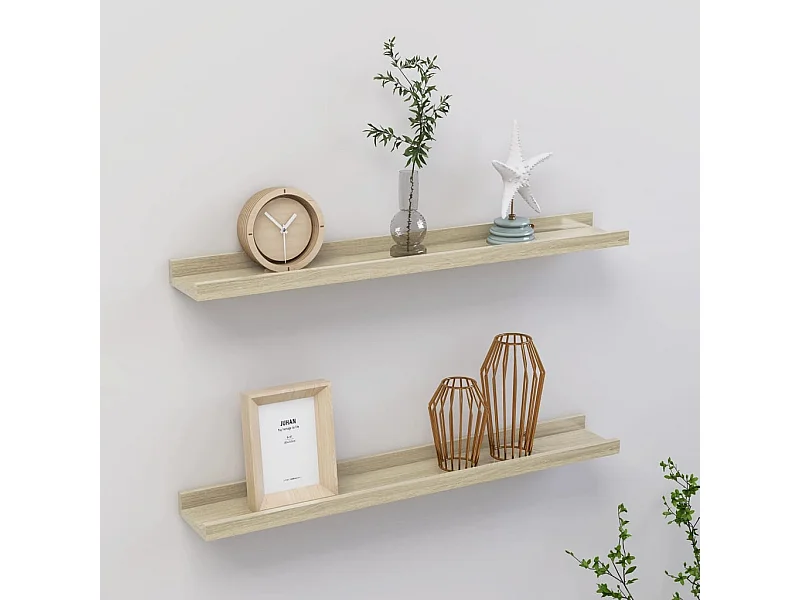 Étagères murales 2 pcs chêne sonoma 60x9x3 cm OFR38151 BonneVie Meuble