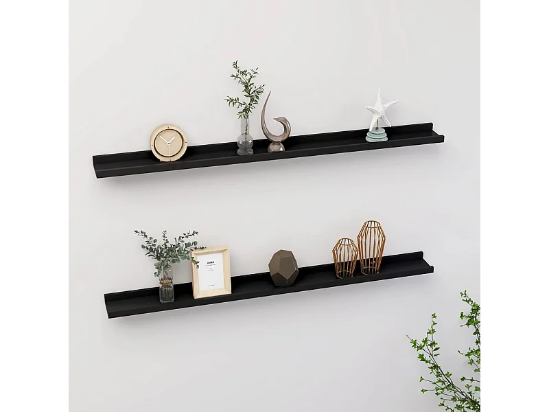 Estantes de pared 2 unidades negro 100x9x3 cm ES17302