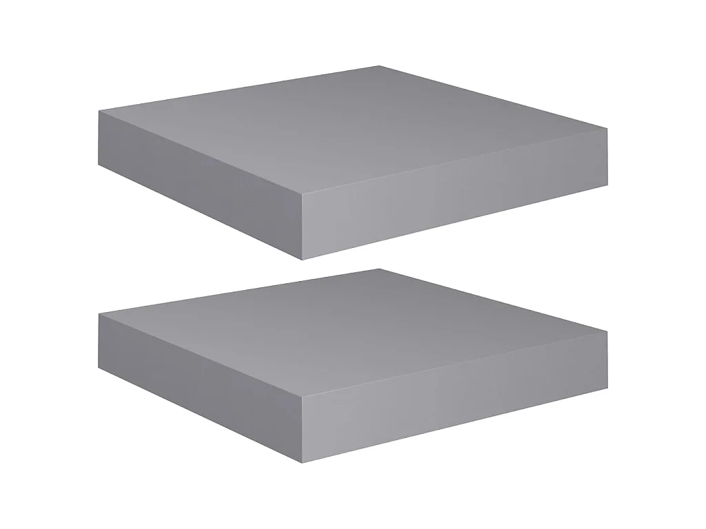 Étagères murales murales 2 pcs gris 23x23,5x3,8 cm MDF OFR32147 BonneVie Meuble
