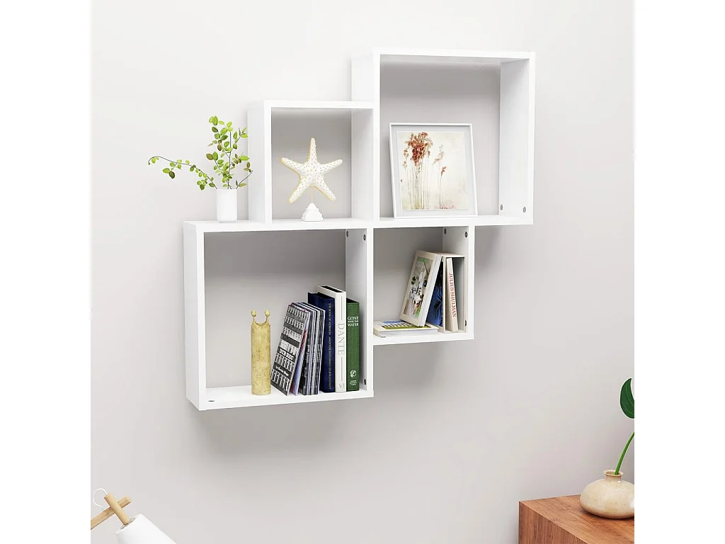 Étagère cube murale Blanc 80x15x78,5 cm Aggloméré OFR59430 BonneVie Meuble