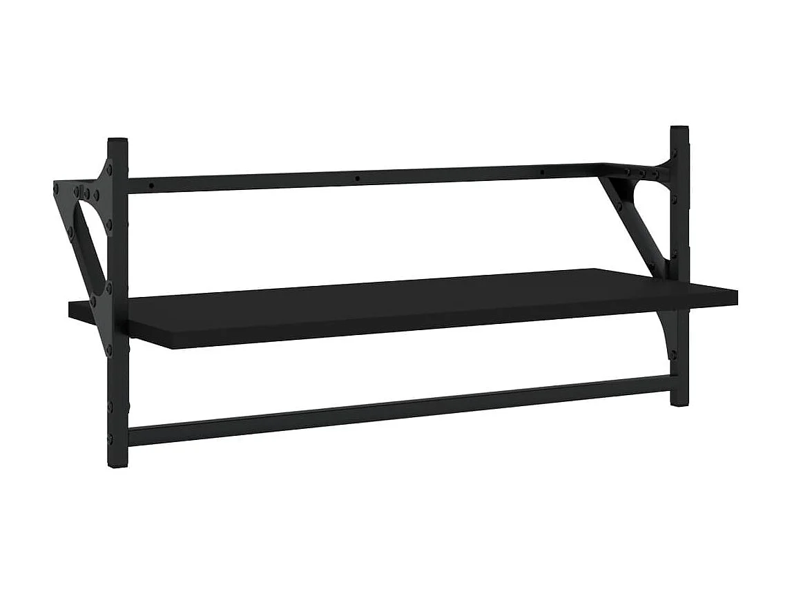 Ensemble d'étagères murales barres 4 pcs noir bois d'ingénierie OFR80156 BonneVie Meuble