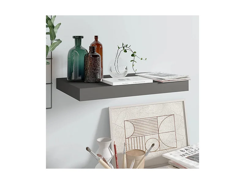 Étagère murale murale Gris brillant 40x23x3,8 cm MDF OFR59880 BonneVie Meuble