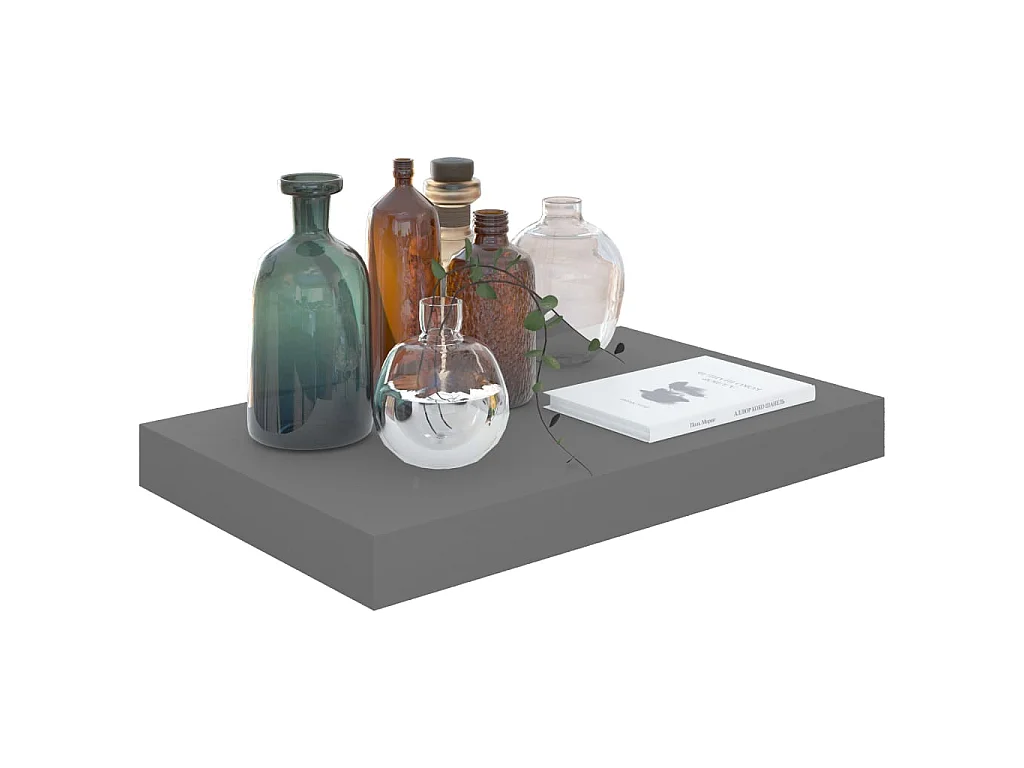 Étagère murale murale Gris brillant 40x23x3,8 cm MDF OFR59880 BonneVie Meuble