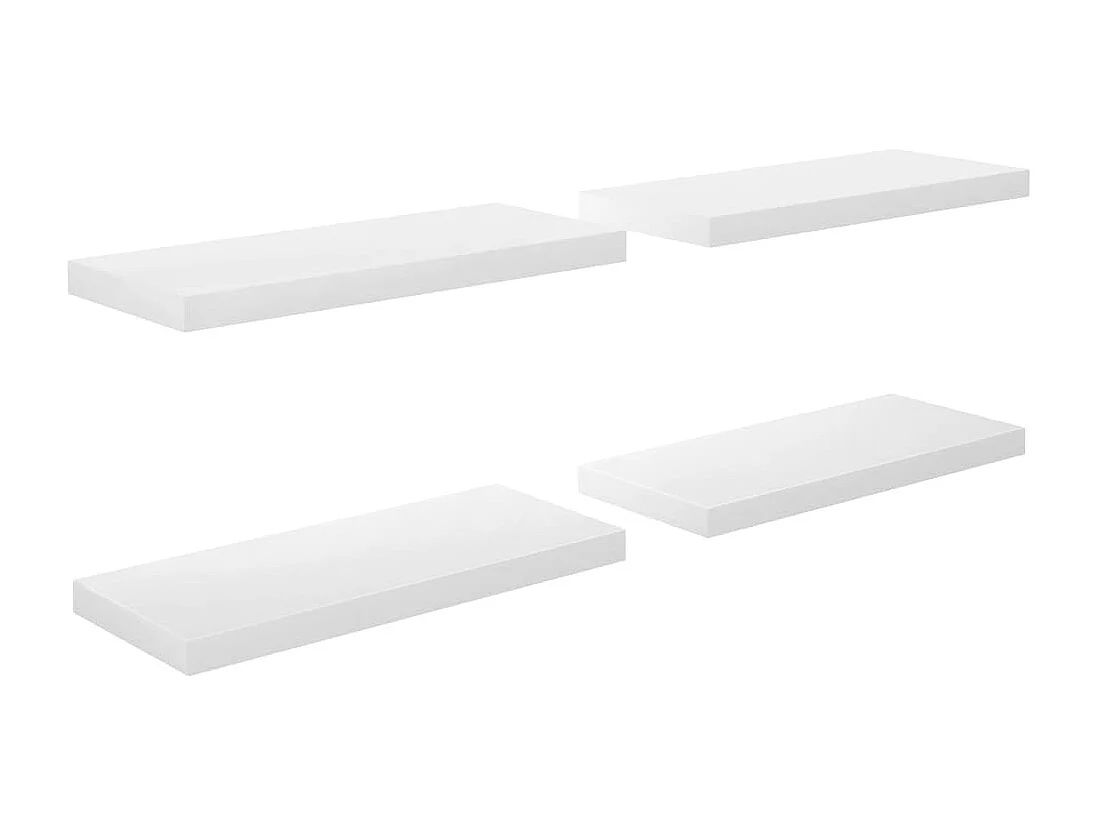 Prateleiras de parede suspensas 4 pcs 60x23,5x3,8cm MDF branco PT478598
