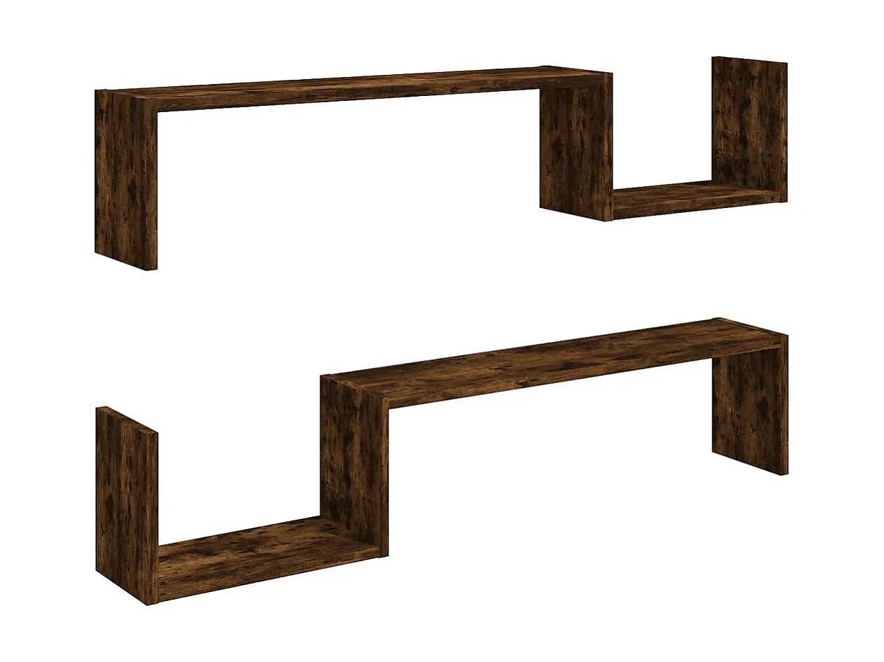 Étagères murales 2 pcs Chêne fumé 100x15x20cm Bois d’ingénierie OFR57525 BonneVie Meuble