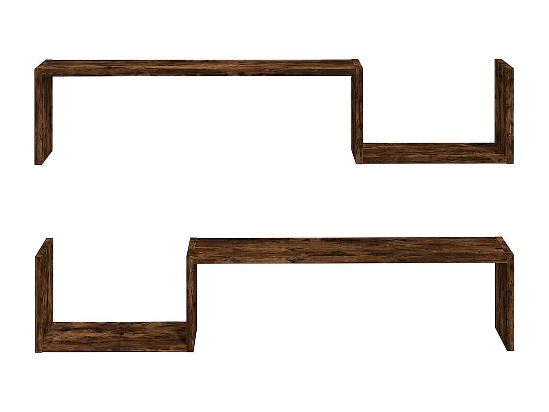 Étagères murales 2 pcs Chêne fumé 100x15x20cm Bois d’ingénierie OFR57525 BonneVie Meuble