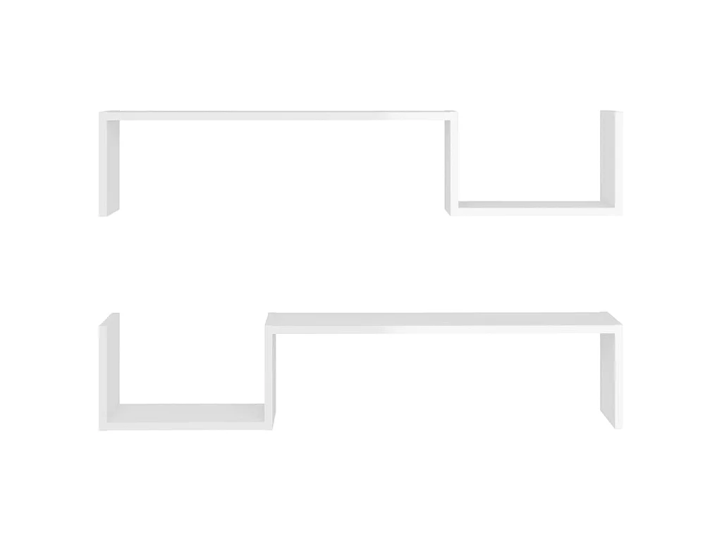Étagères murales 2 pcs Blanc brillant 100x15x20 cm Aggloméré OFR90832 BonneVie Meuble