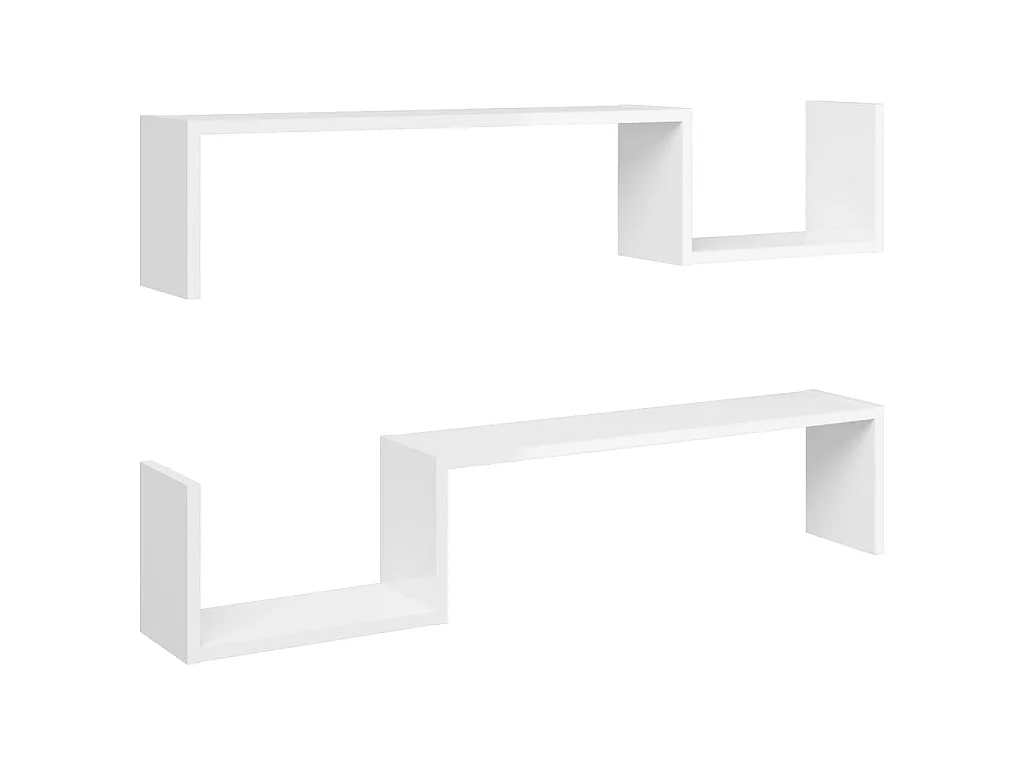 Estantes de pared 2 uds contrachapado blanco brillo 100x15x20cm ES17764