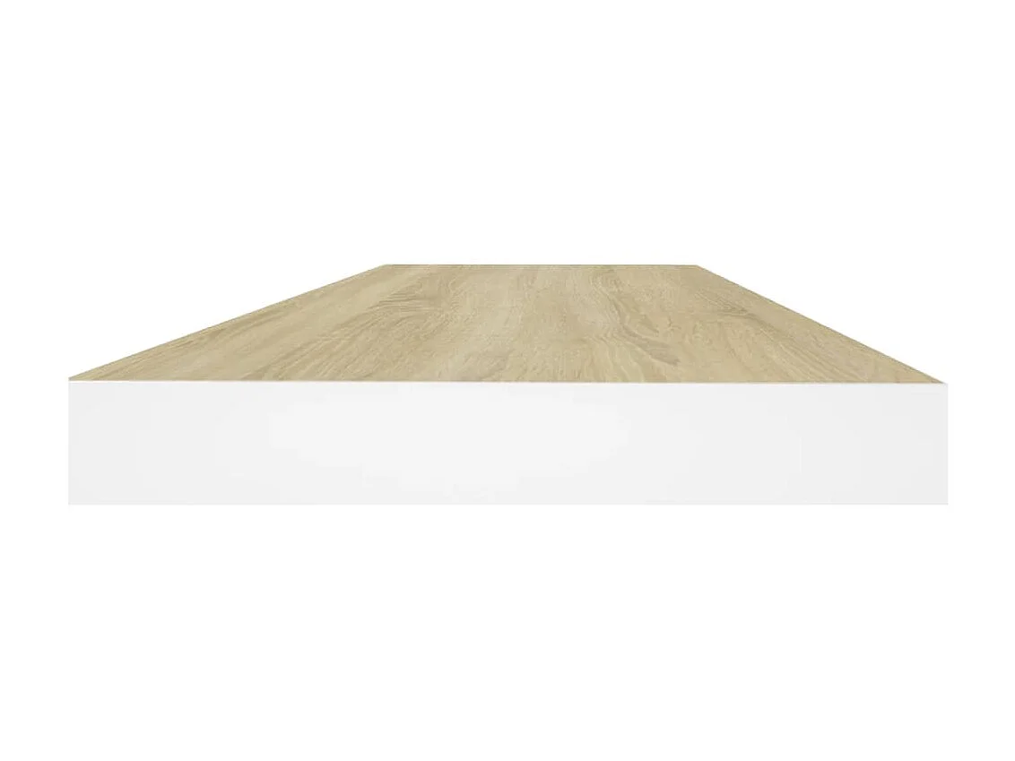 Étagère murale murale chêne et blanc 60x23,5x3,8 cm MDF OFR25257 BonneVie Meuble