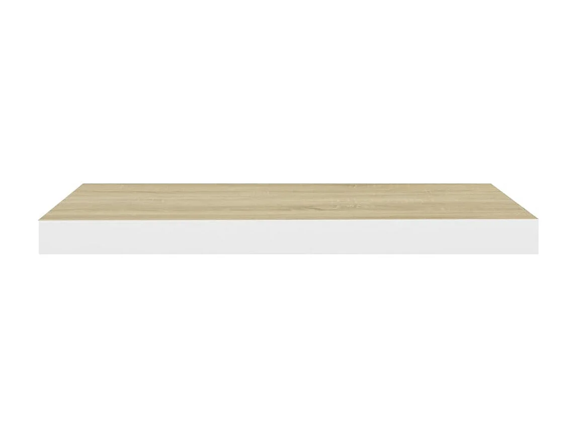 Étagère murale murale chêne et blanc 60x23,5x3,8 cm MDF OFR25257 BonneVie Meuble