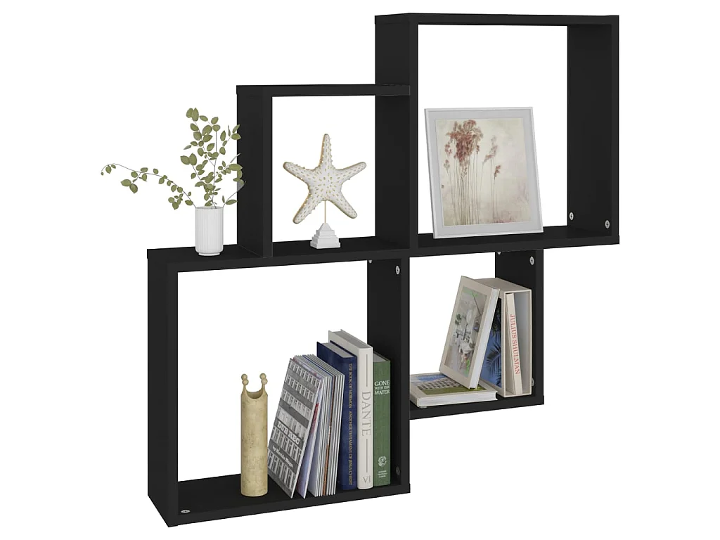 Estante cubo de pared madera contrachapada negro 80x15x78,5 cm ES69520
