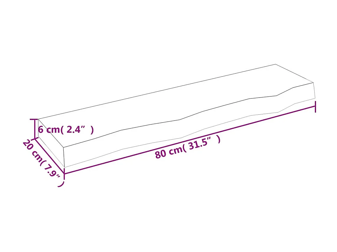 Étagère murale marron clair 80x20x6 cm bois chêne massif traité OFR41577 BonneVie Meuble