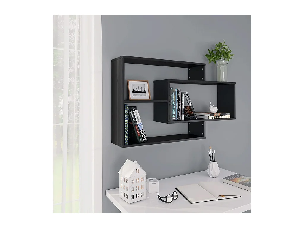 Étagères murales Noir 104x20x58,5 cm Aggloméré OFR14996 BonneVie Meuble