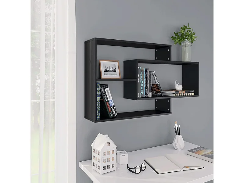 Étagères murales Noir 104x20x58,5 cm Aggloméré OFR14996 BonneVie Meuble