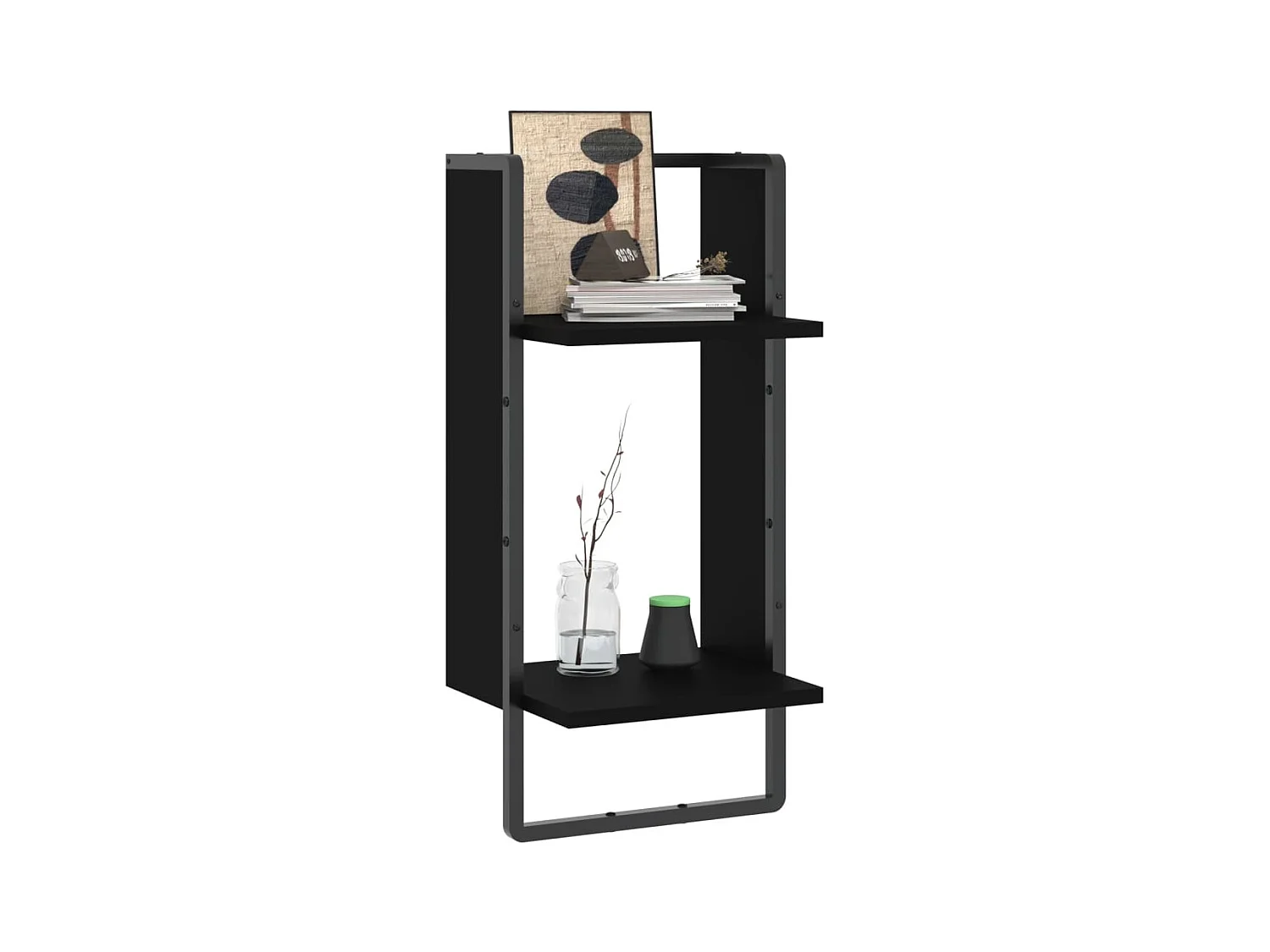 Wandschap met stang 30x25x65 cm zwart NL582057