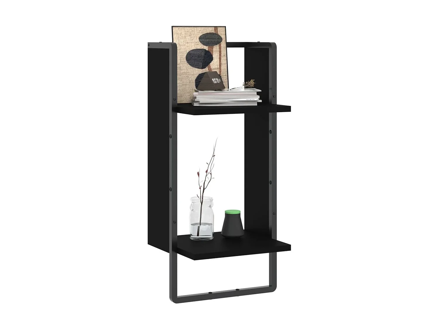 Prateleira de parede com barra 30x25x65 cm preto PT705679