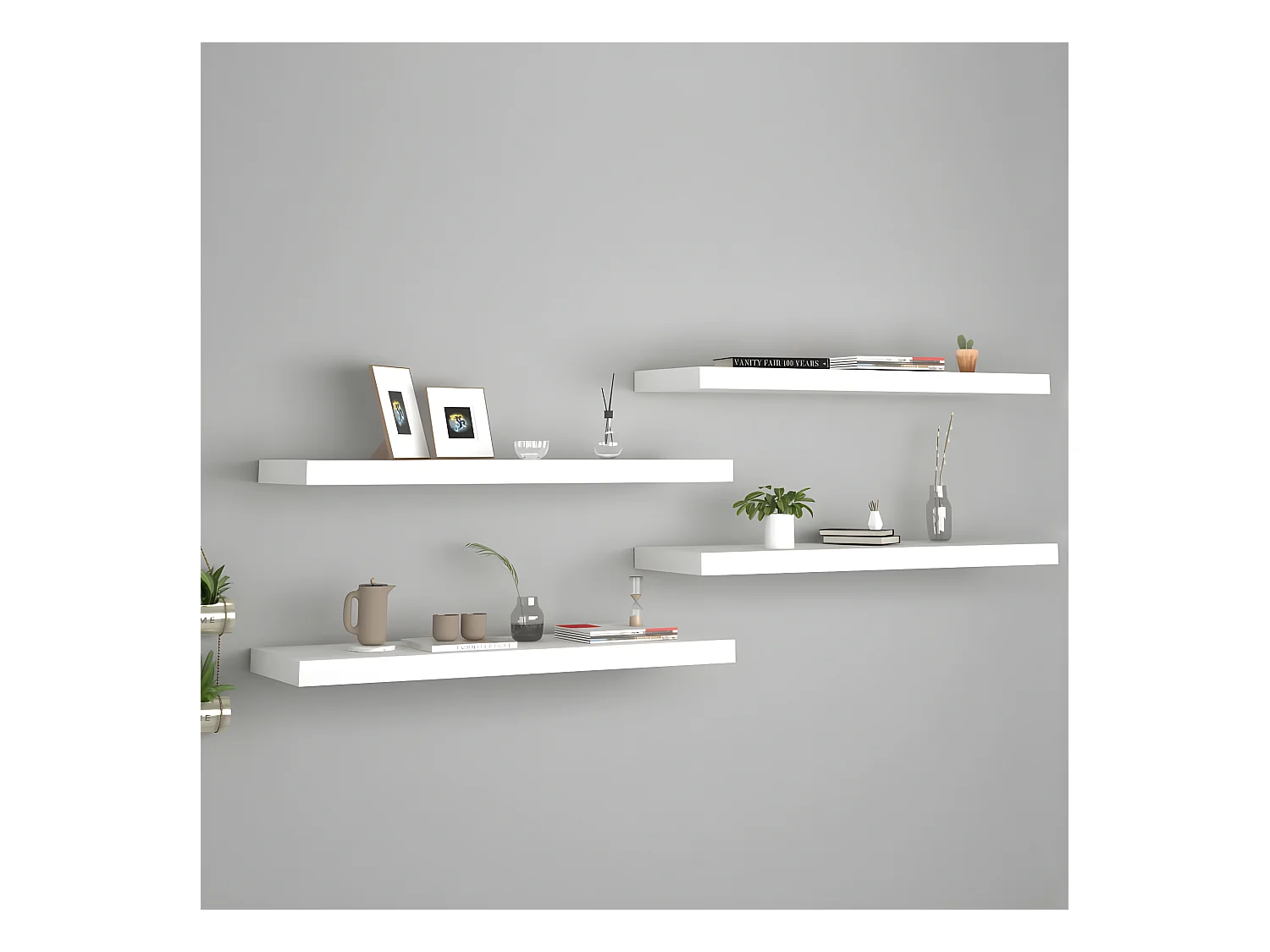 Étagères murales murales 4 pcs blanc 80x23,5x3,8 cm MDF OFR11845 BonneVie Meuble