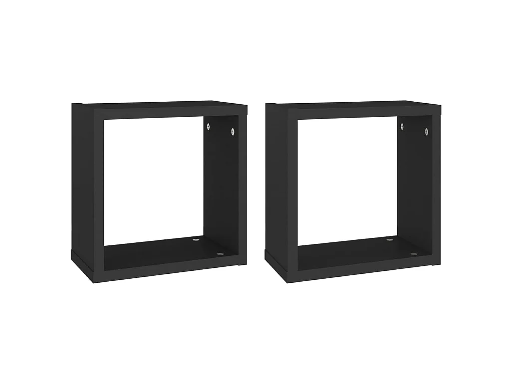 Estante cubo pared 2 uds negro 30x15x30 cm ES90038