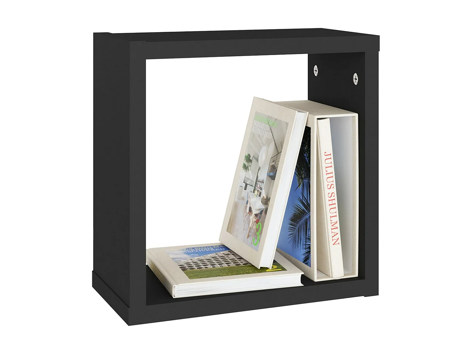 Estante cubo pared 2 uds negro 30x15x30 cm ES90038