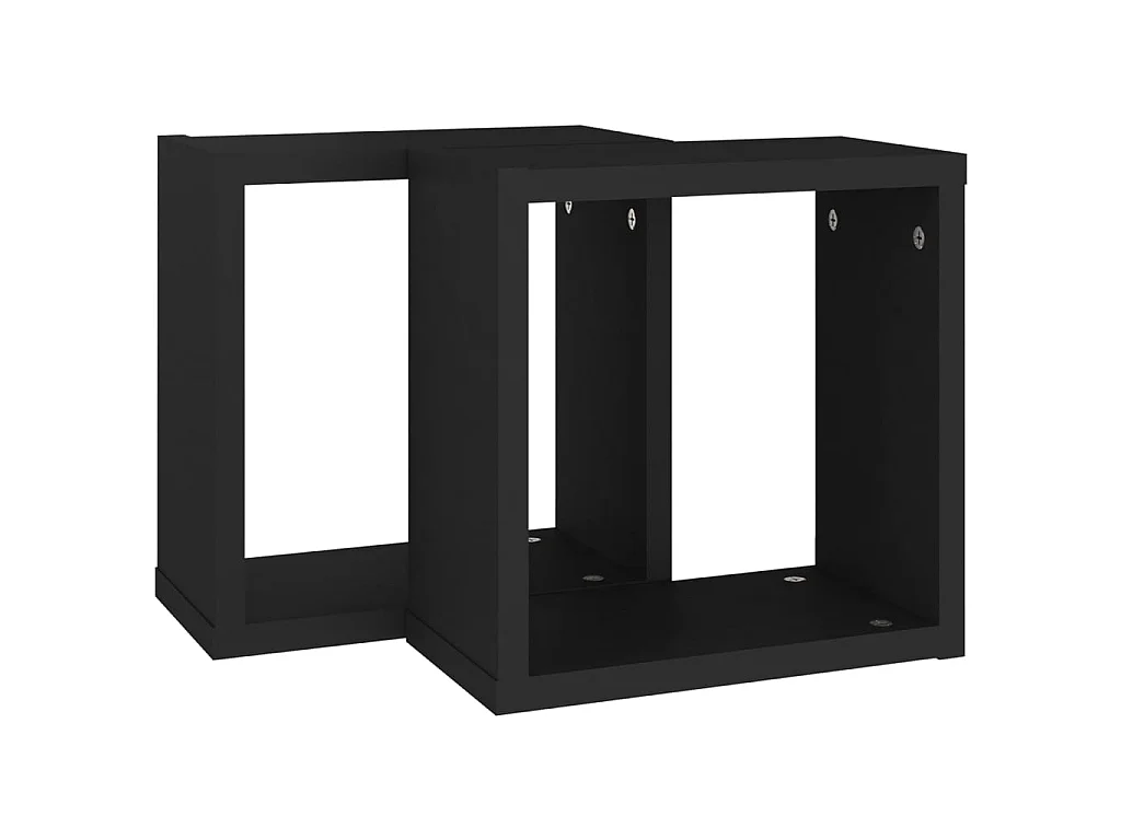 Estante cubo pared 2 uds negro 30x15x30 cm ES90038