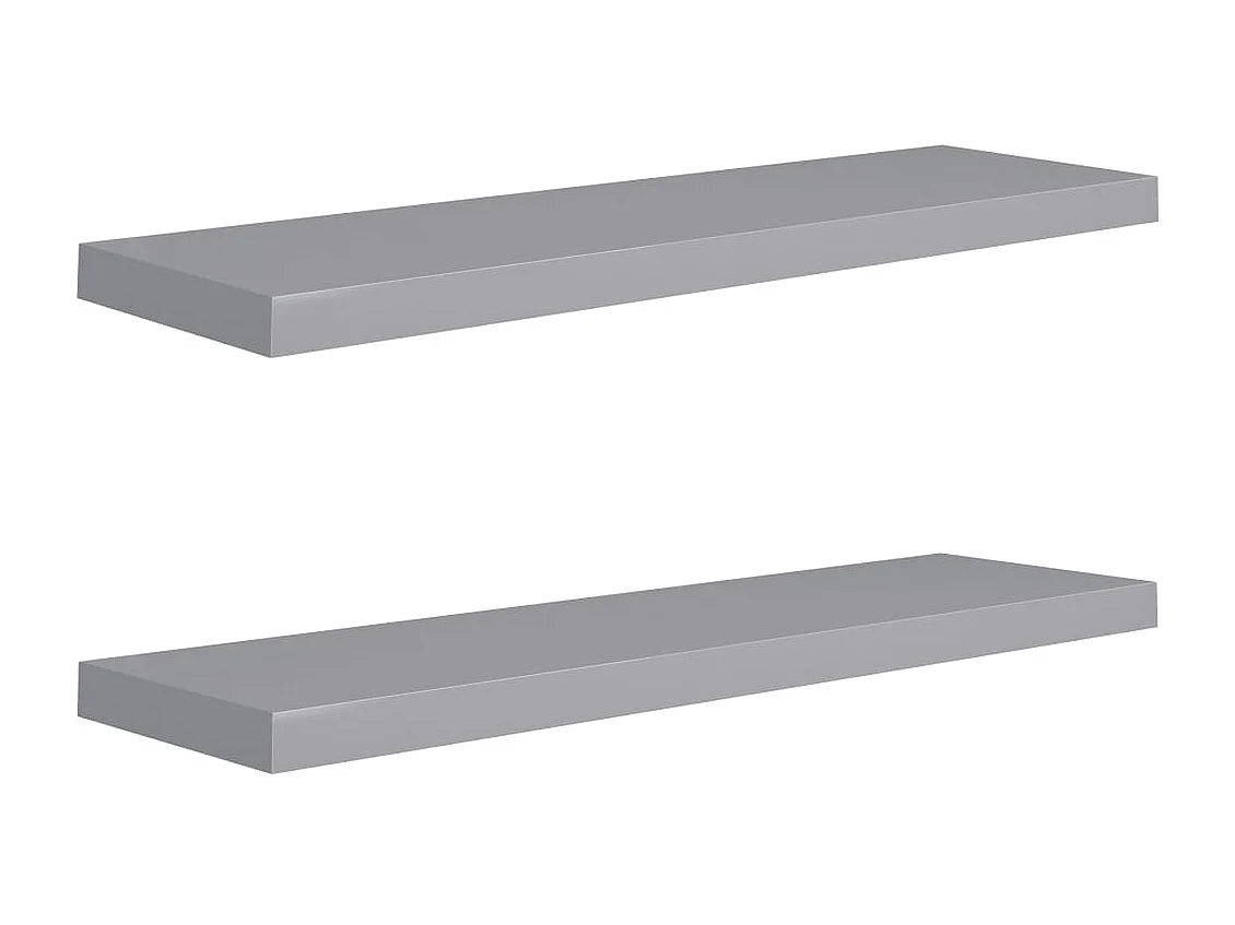 Étagères murales murales 2 pcs gris 90x23,5x3,8 cm MDF OFR14671 BonneVie Meuble