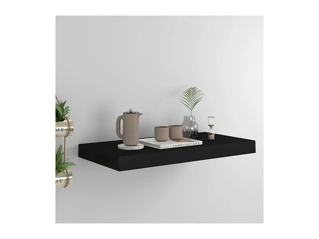 Étagère murale murale noir 50x23x3,8 cm MDF OFR33504 BonneVie Meuble