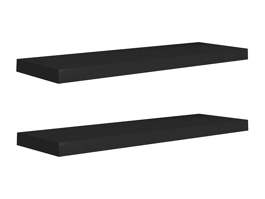 Estantes de pared de pared 2 uds MDF negro 80x23,5x3,8 cm ES66828