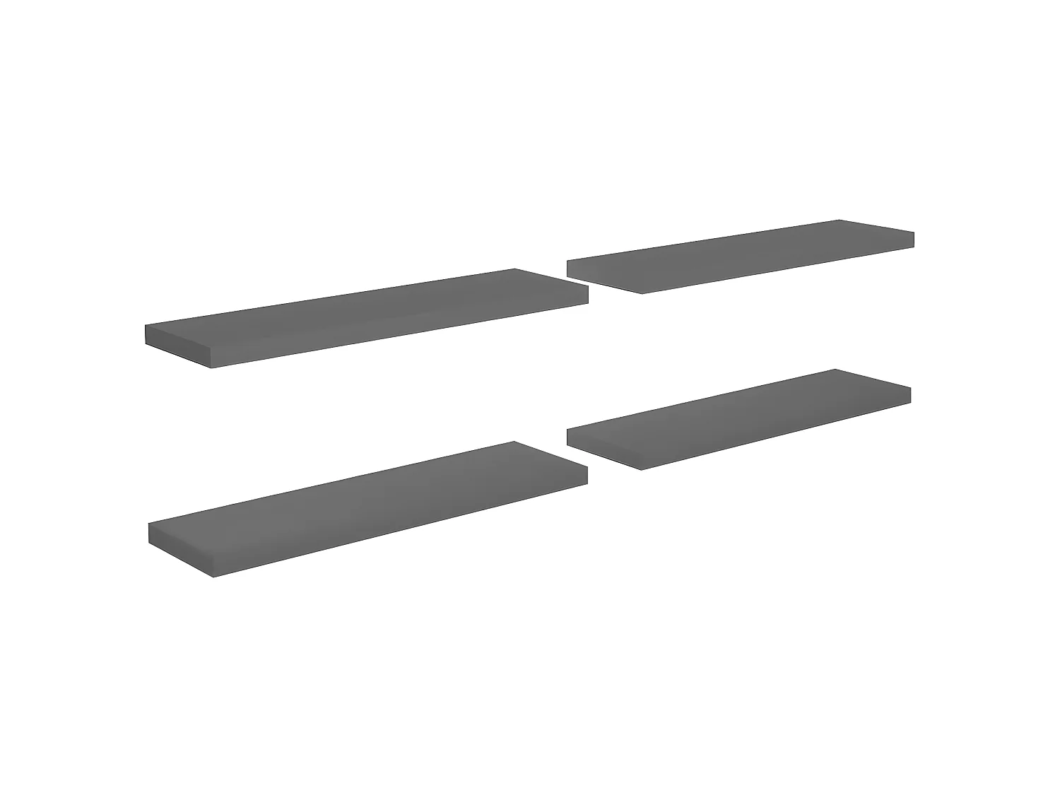 Estantes de pared pared 4 uds MDF gris brillo 90x23,5x3,8 cm ES21857