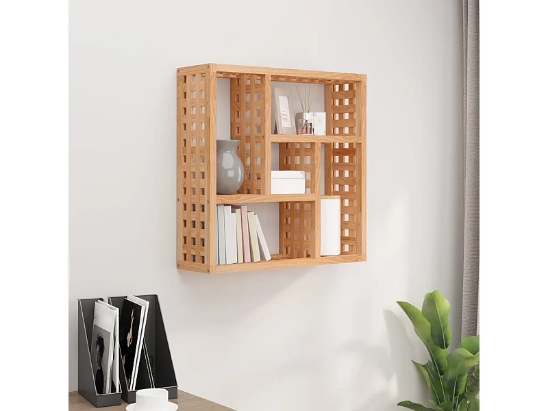 Étagère murale 49x15x49 cm Bois massif de noyer OFR82340 BonneVie Meuble