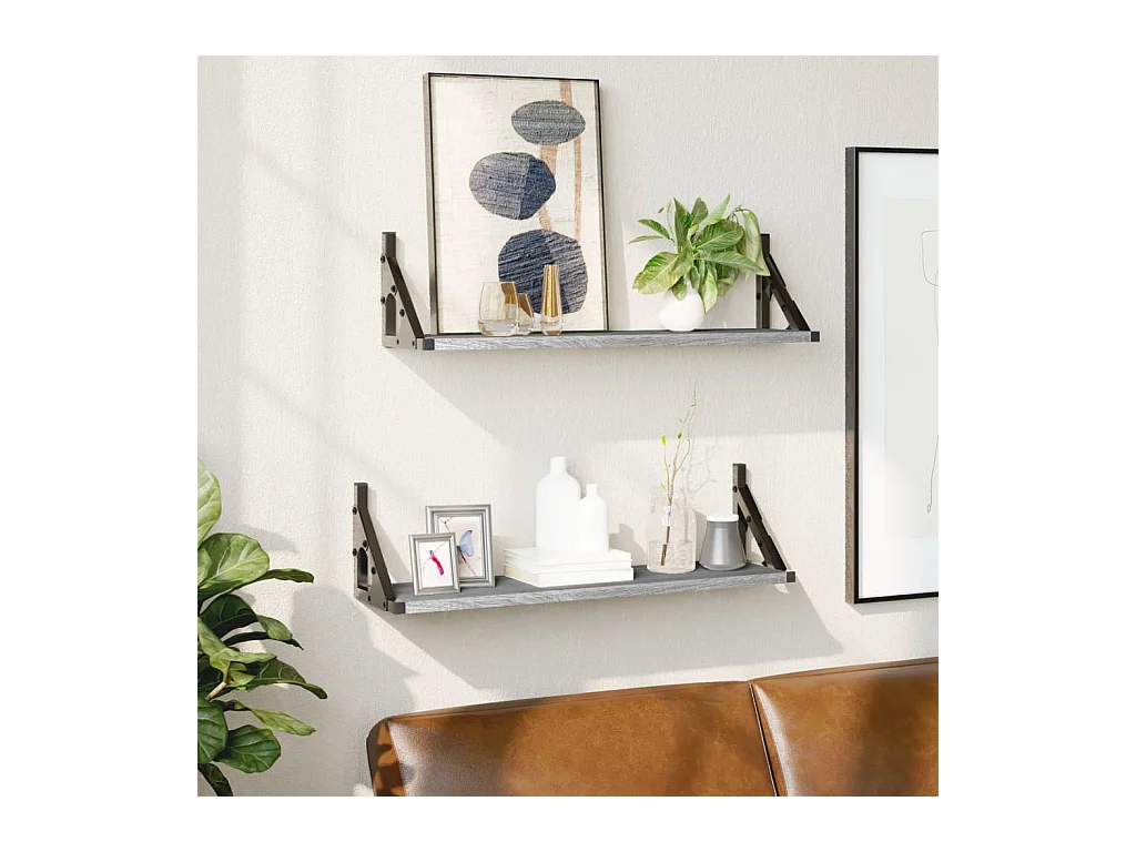 Étagères murales 2 pcs sonoma gris 60x15x15,5 cm OFR75190 BonneVie Meuble