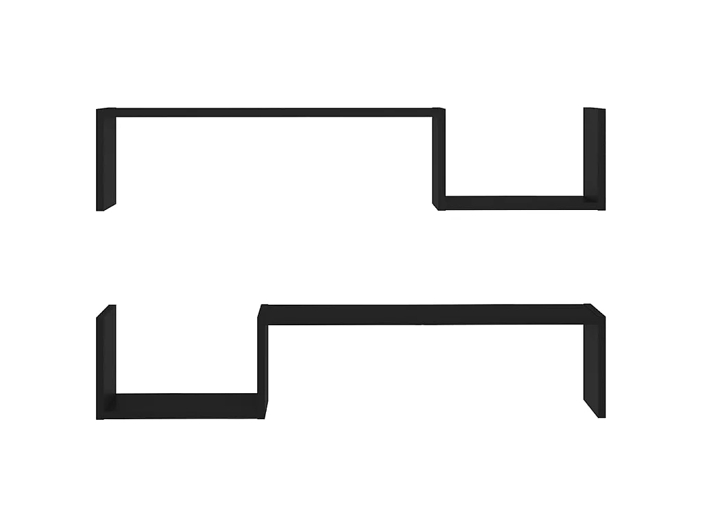 Estantes de pared 2 uds madera contrachapada negro 100x15x20 cm ES31169