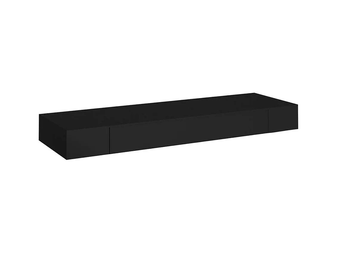 Estante de pared de pared con cajón negro 80x25x8 cm ES54711