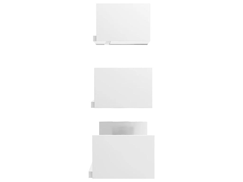 Estantes de pared 3 pzas madera contrachapada blanco brillante ES99303