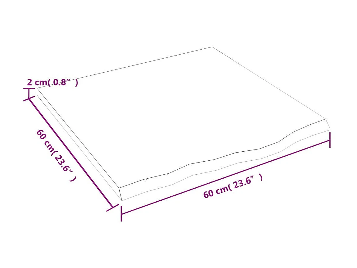 Étagère murale 60x60x2 cm bois de chêne massif non traité OFR23636 BonneVie Meuble