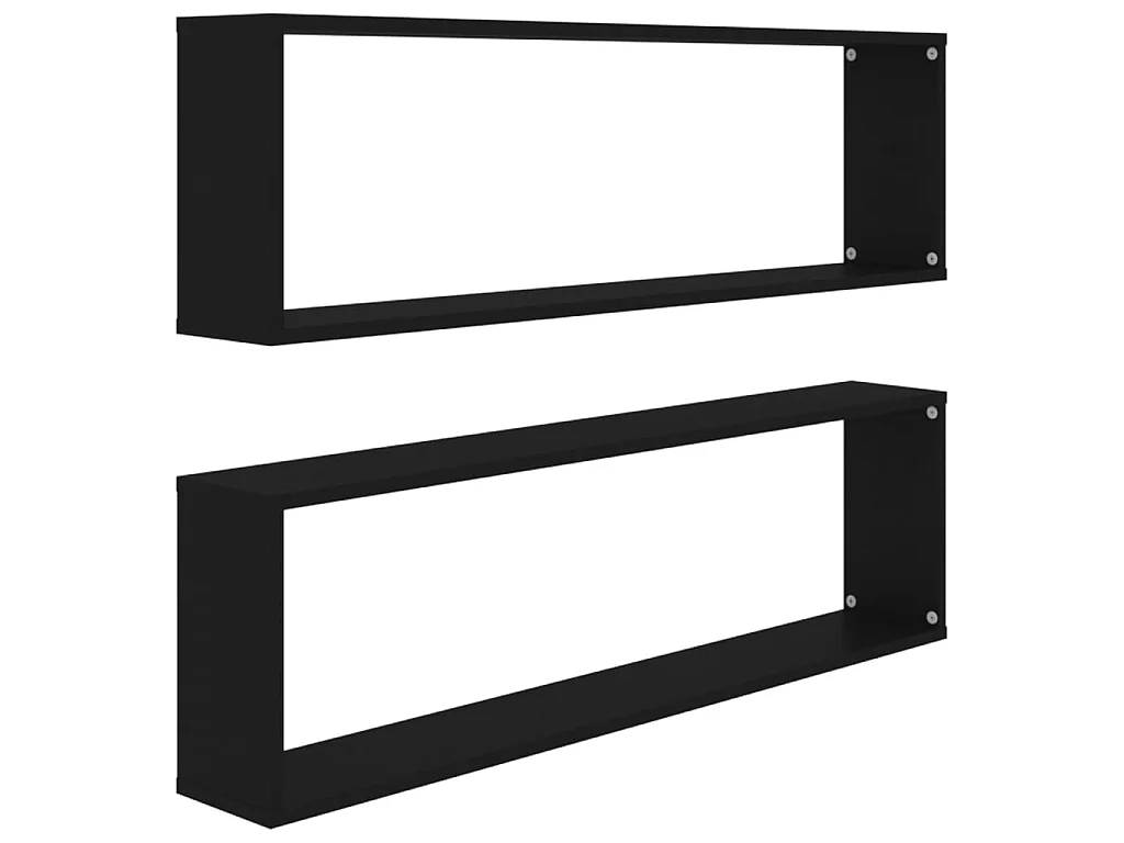 Wandschappen kubus 2 st 100x15x30 cm bewerkt hout zwart NL278718