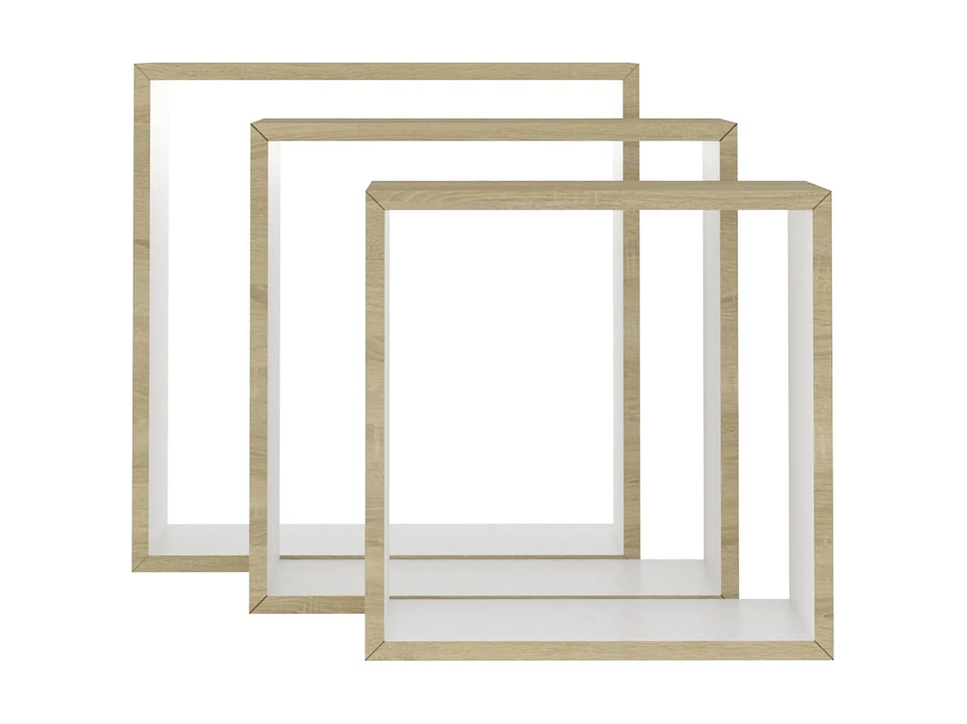 Étagères murales sous forme de cube 3 pcs Blanc et chêne sonoma OFR41609 BonneVie Meuble