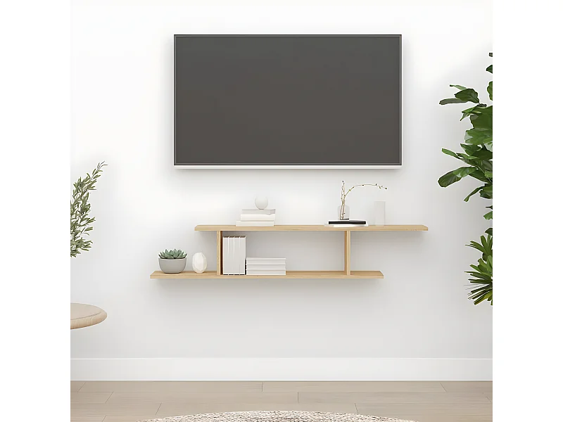 Estante de pared para TV contrachapado roble Sonoma 125x18x23cm ES84273