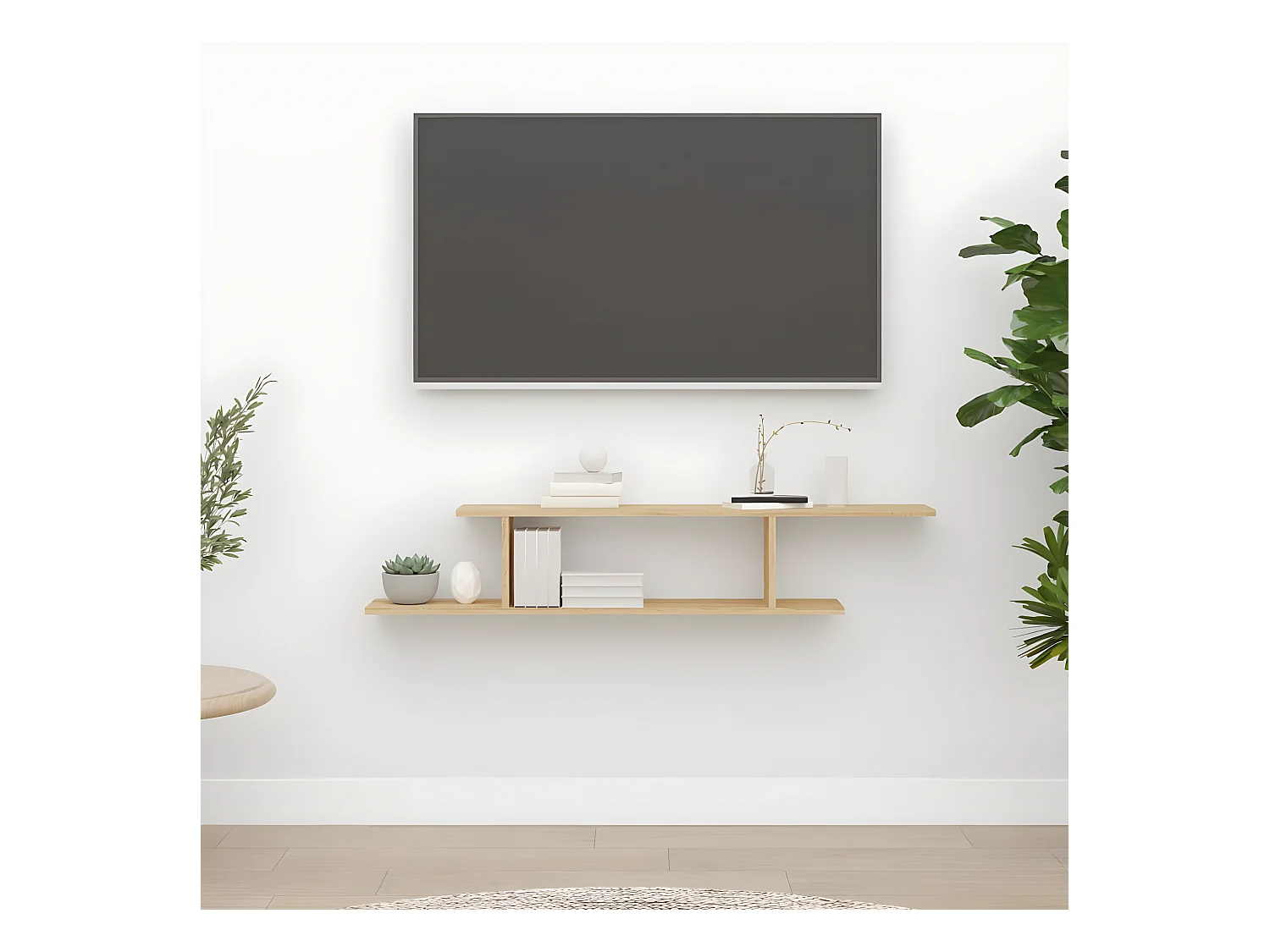 Étagère TV murale Chêne Sonoma 125x18x23 cm Aggloméré OFR40250 BonneVie Meuble