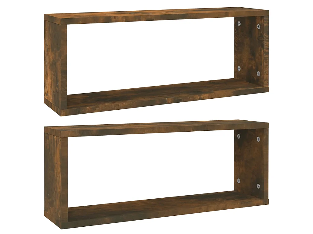 Étagères murales cube 2 pcs Chêne fumé 60x15x23 cm Bois OFR35185 BonneVie Meuble