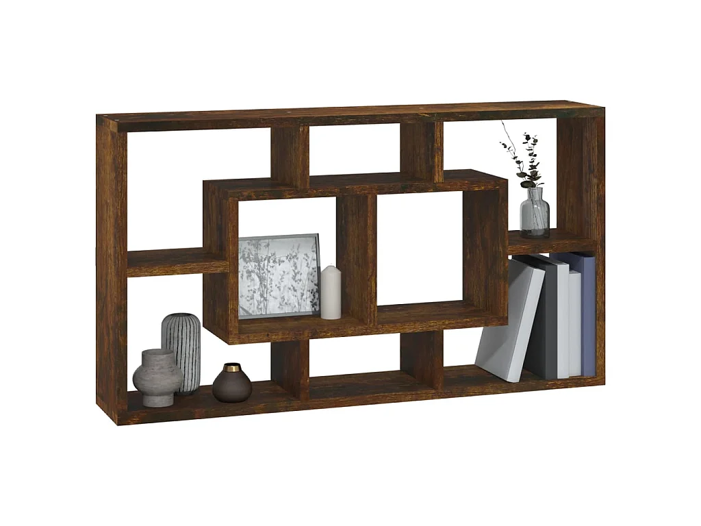 Étagère murale 8 compartiments Chêne fumé OFR84770 BonneVie Meuble