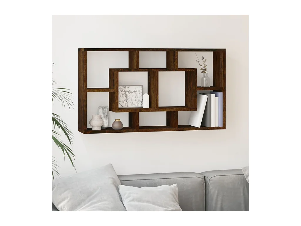 Étagère murale 8 compartiments Chêne fumé OFR84770 BonneVie Meuble