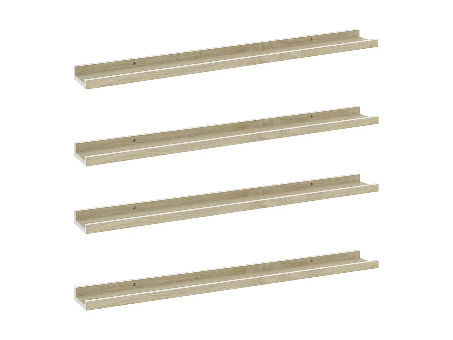 Wandschappen 4 st 80x9x3 cm wit en sonoma eikenkleurig NL979210