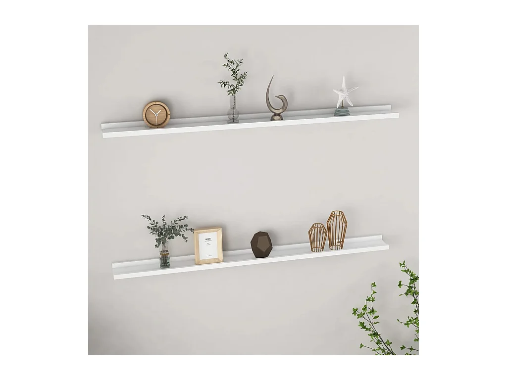 Étagères murales 2 pcs Blanc 115x9x3 cm OFR86927 BonneVie Meuble