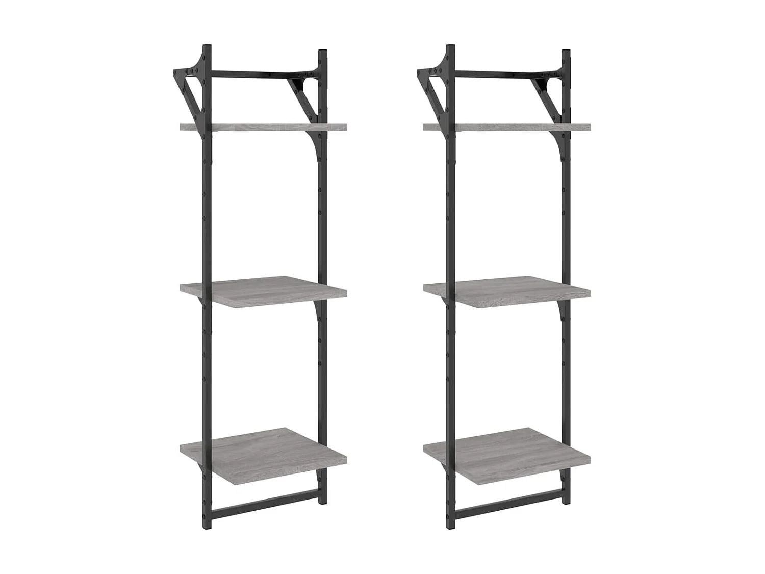 Étagères murales à 3 niveaux avec barres 2 pcs sonoma gris OFR50834 BonneVie Meuble