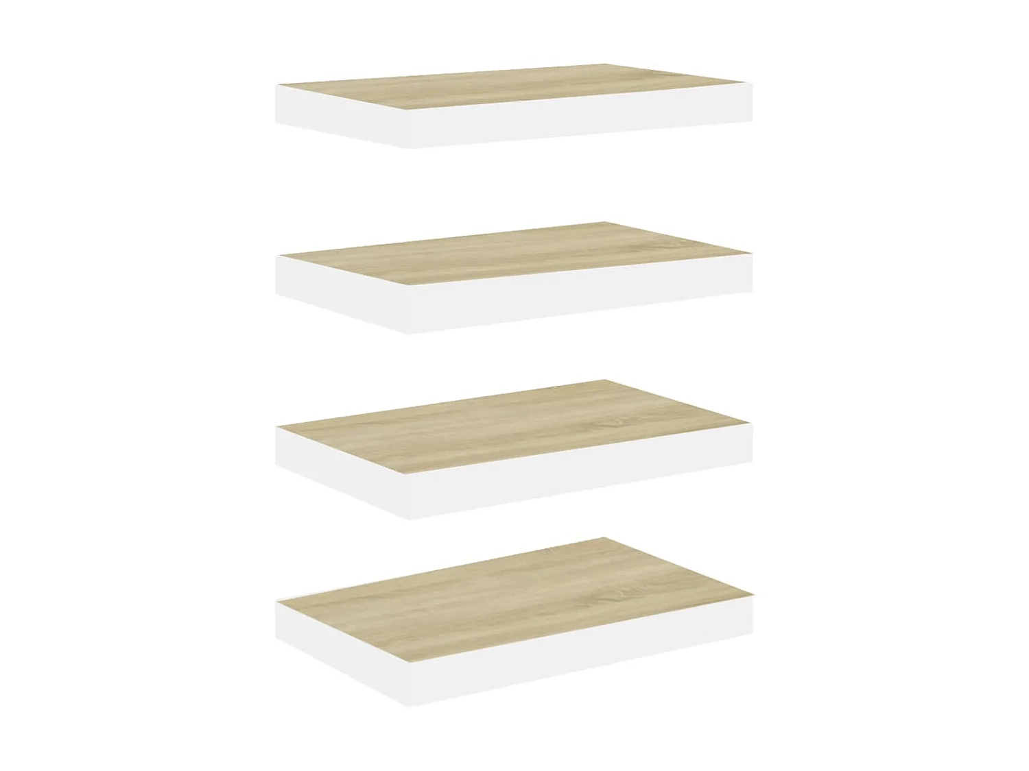 Étagères murales 4 pcs Chêne et blanc 40x23x3,8 cm MDF OFR34318 BonneVie Meuble