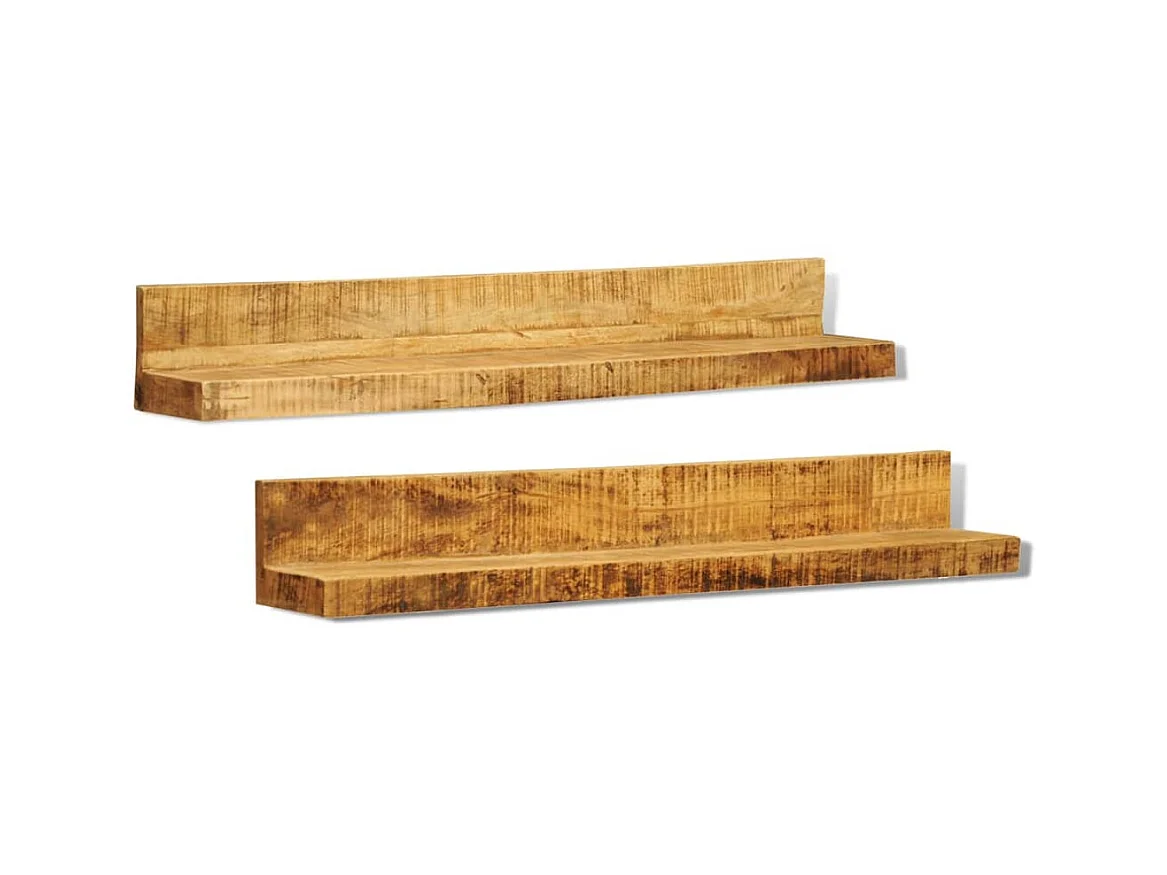 Lot de 2 Étagères murales en bois solide SDD61901 BonneVie Meuble
